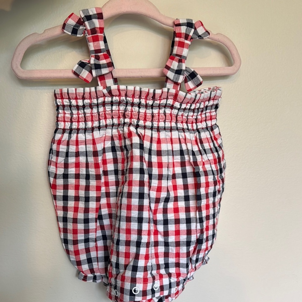 Brand New Janie and Jack Romper with Bow Straps 4th of July